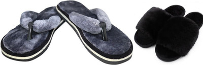 rexizone Women Slides(Grey, Black , 4)