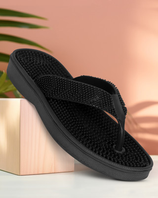 Keneye Men Trendy Accupressure Point Comfortable Casual Flip Flop For Men's Slippers(Black , 8)