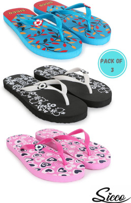 SICCO Women Daily Use Comfortable Stylish Trending (Pack Of 3) Slippers(Multicolor , 5)