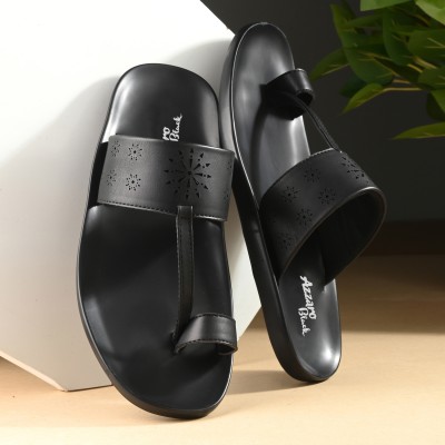 Azzaro Black Men Slippers(Black , 8)