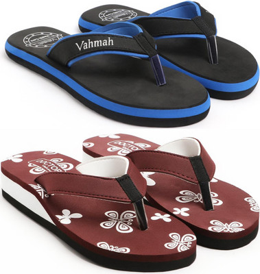 VAHMAH Women Slippers(Blue, Maroon , 5)