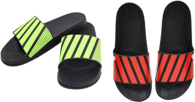 nvisan Men Slides(Green, Red , 6)