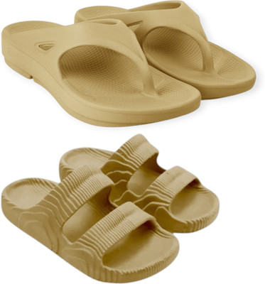 Feel alive Men Slippers(Beige, Beige , 10)