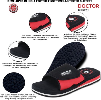 DOCTOR EXTRA SOFT Men Men's Doctor Extra Soft Ortho Care Orthopaedic and Diabetic Comfort Doctor Slipper, Dr. Slipper, Flip-Flop, Slides and House Slipper for Men's and Boy's Slides Slides(Black, Red , 12)