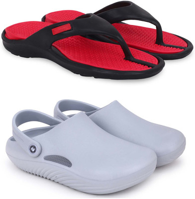 Kapani Fashion Men Slippers(Red, Grey , 9)