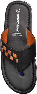 Peterpapa Men Flip Flops(Black , 9)