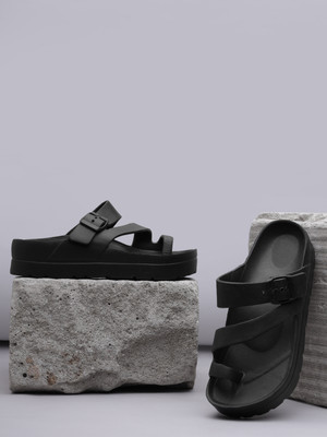 TRUFFLE COLLECTION Women Slides(Black , 4)
