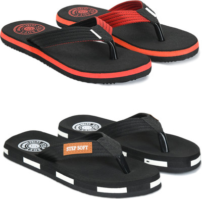 Stepsoft Men Slippers(Red, Black , 6)