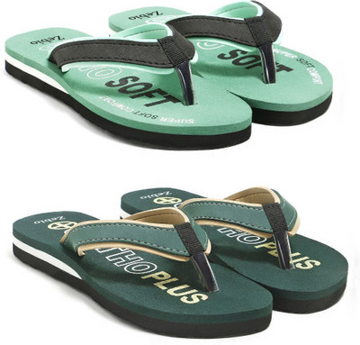 zebio Women Slippers(Green, Black, Green , 5)