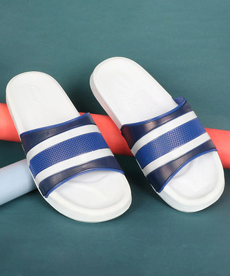 Aqualite Men Anti-Skid Slides(White, Blue , 6)