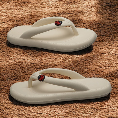 house of common Women Flip Flops(Off White , 6)