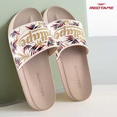 RED TAPE Women Slides(Beige, White , 3)