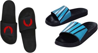 nvisan Men Slides(Blue, Red , 10)