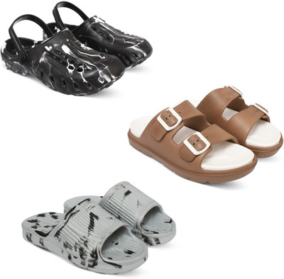 Acorn Men Slides(Black, Tan, White , 9)