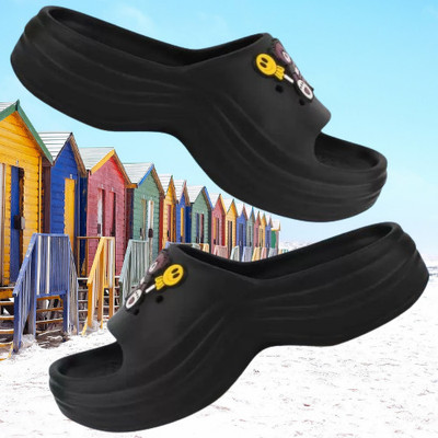 Monoction Women Slides(Black , 6)