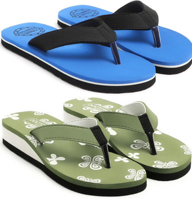 VAHMAH Women Slippers(Blue, Green , 5)