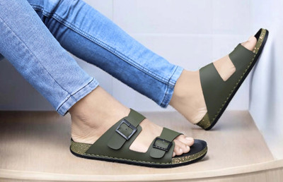 aadi Men Slides(Olive , 8)