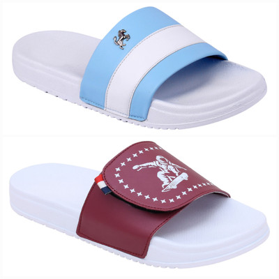 Foot Print Men Slides(Multicolor , 10)