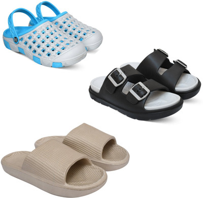 Acorn Men Slides(Blue, Grey, Beige , 9)