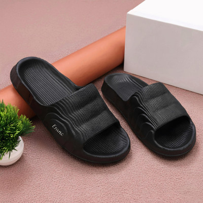 ERANC Men Slippers(Black , 9)