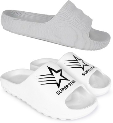 Pampy Angel Men Slides(Grey, White , 7)