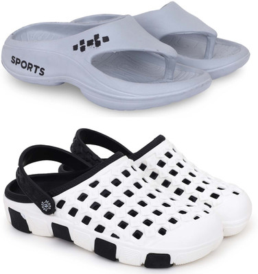 KAPYANSH Men Slippers(Grey, Black, White , 7)