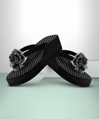 PRIVIKA Women Slippers(Black , 6)