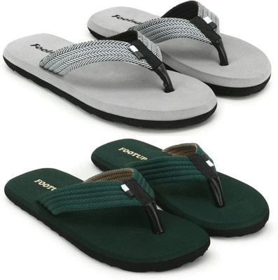 Footup Men Footup 2 Pair Comfortable|Ultra-Light|Stylish and Trendy| Slippers(Multicolor , 10)