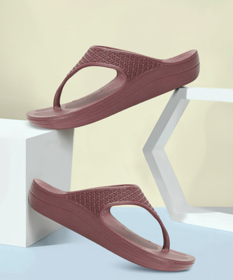 CARLTON LONDON Women Women's Solid Casual Thong Wedge Sandals Flip Flops(Red , 8)