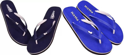 NISTHA Women Flip Flops(Navy, Blue , 8)