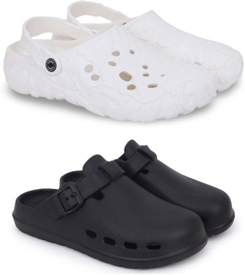 Kapani Fashion Men Clogs(White, Black , 8)