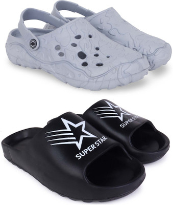 KAPYANSH Men Clogs(Grey, Black , 10)
