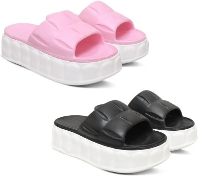 eastern club Women Slides(Pink, Black , 7)