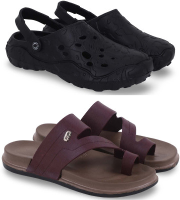 Kapani Fashion Men Slippers(Black, Maroon , 8)
