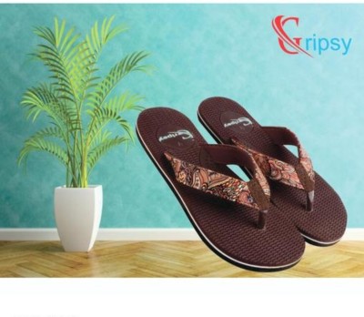 Gripsy Women Flip Flops(Brown , 8)