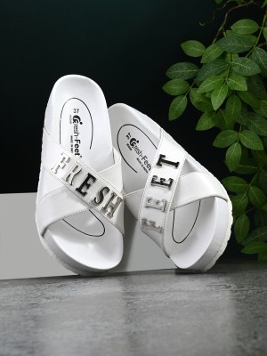 Fresh1947Feet Women Slides(White , 6)