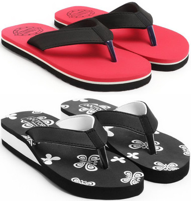 VAHMAH Women Slippers(Red, Black , 8)