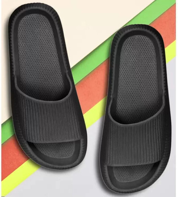 Monoction Men New Google Casual Comfort Trendy Stylish Slip-On Slipper Flip Flops for Men Slides(Black , 8)