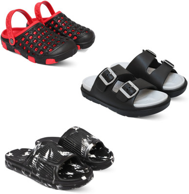 Acorn Men Slides(Red, Grey, Black , 6)