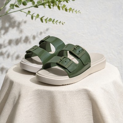 Indifeet Women Slides(Olive , 6)