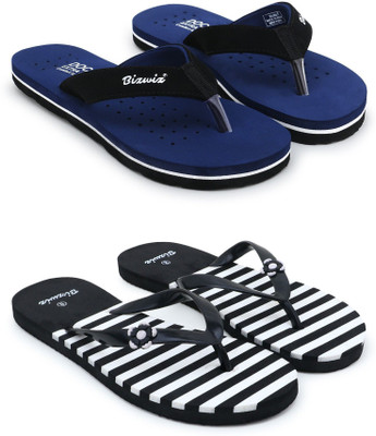 Feens Women Stylish and Comfortable Trending Super Soft Flat Ortho Care Diabetic Comfort Slippers(Blue, Black , 5)