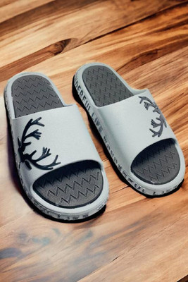 ADOBO Men Slides(Grey, Black , 9)