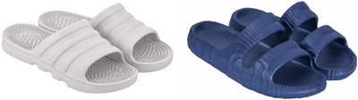 LUXURIOUS DESIGN Men Slippers(Grey, Blue , 6)