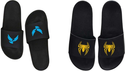 nvisan Men Slides(Blue, Yellow, Black , 7)