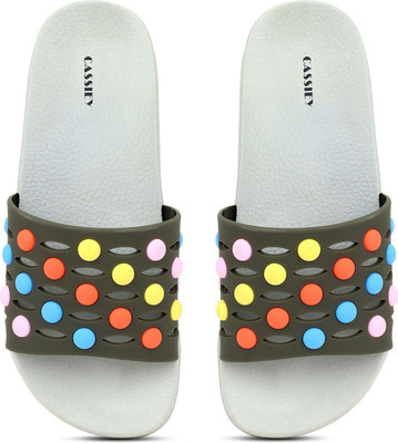 Cassiey Women Slides(Multicolor, Grey , 8)