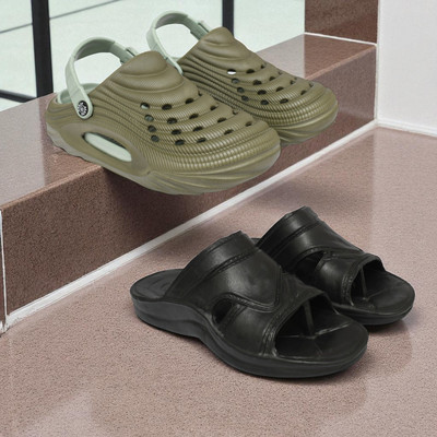 Acorn Men Slides(Khaki, Black , 7)