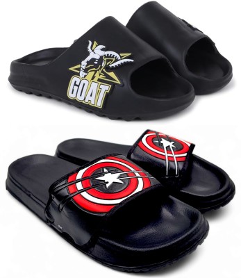 KAPYANSH Men Slides(Black, Black , 10)