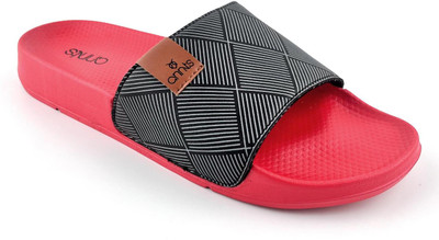 Annts Men Slides(Black, Red , 7)