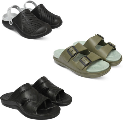 Acorn Men Slides(Black, Olive, Black , 8)