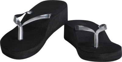 SHIPEE Women Flip Flops(Black , 6)